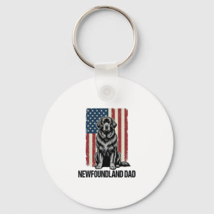 Newfoundland Pappa Patriotisk Hund Vintage Nyckelring