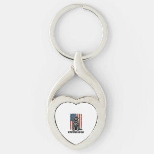Newfoundland Pappa Patriotisk Hund Vintage Twisted Heart Silverfärgad Nyckelring