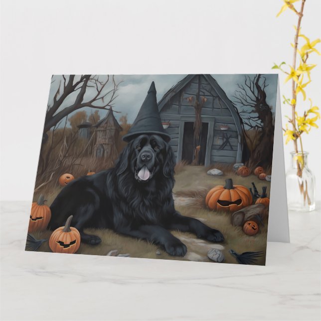 Newfoundland Pumpkins Halloween Scary Kort (Gul blomma)