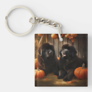 Newfoundland Puppy Autumn Delight Pumpkin
