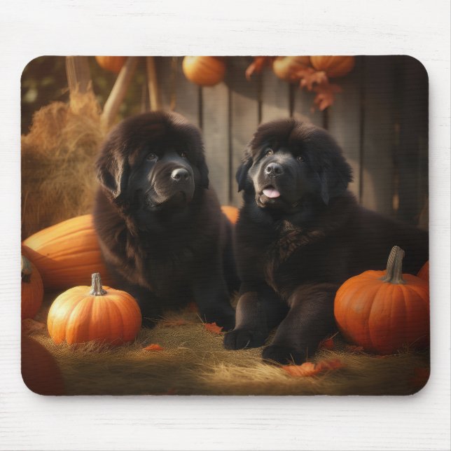 Newfoundland Puppy Autumn Delight Pumpkin Musmatta (Framsidan)