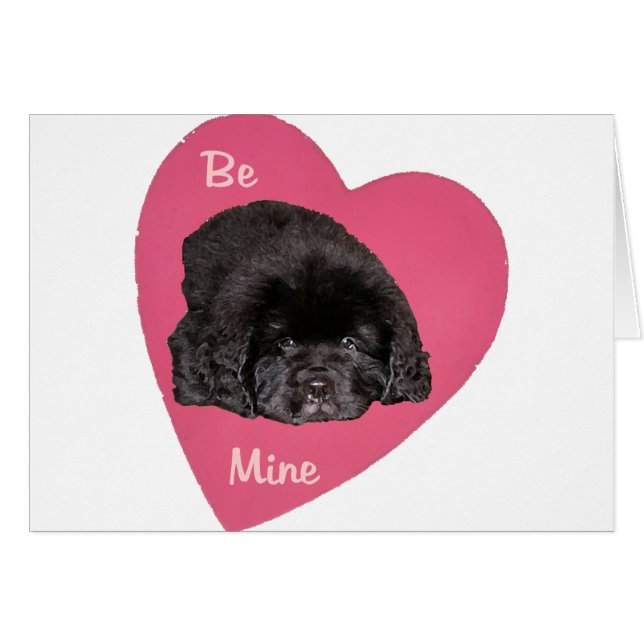 Newfoundland Puppy Hund Heart Hälsningskort (Framsidan Horizontal)
