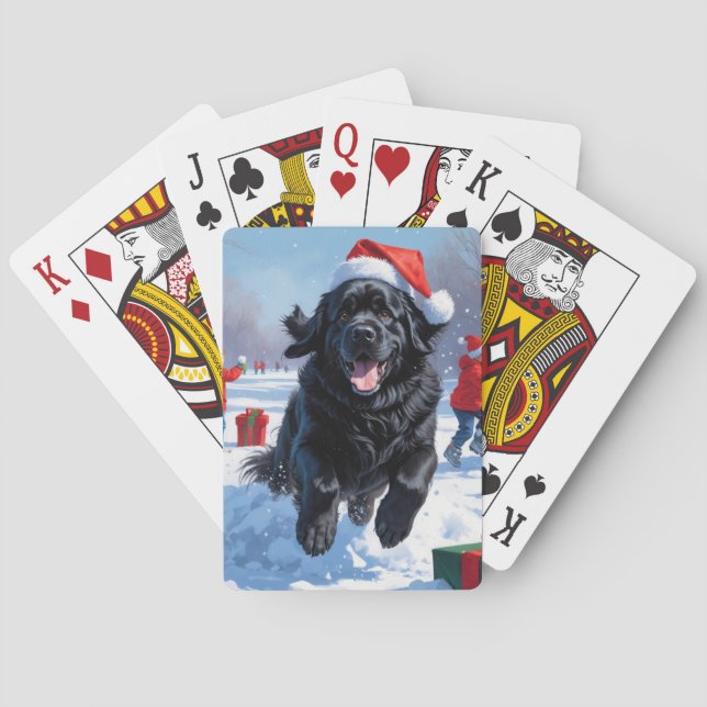 Newfoundland Runin i Snö med julklapp Casinokort (Baksidan)