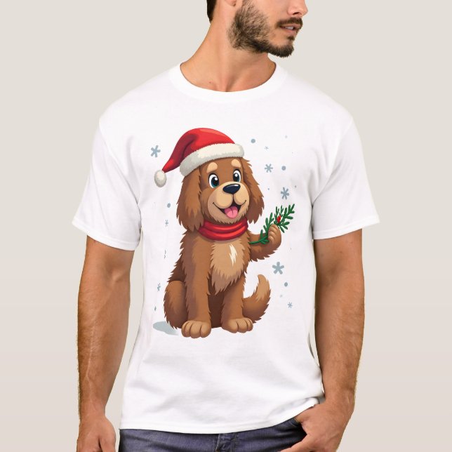 Newfoundland Santa Hat T Shirt (Framsida)