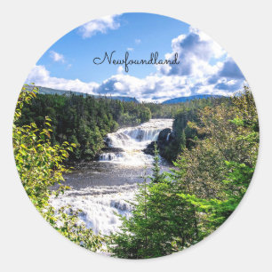 Newfoundland, sceniska vattenfall runt klistermärke