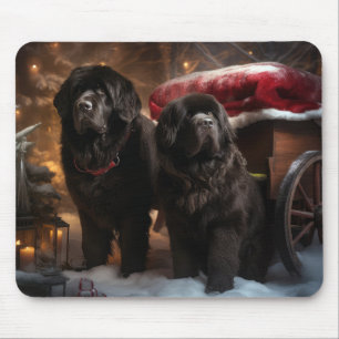Newfoundland Snöig Släd Jul Dekoration Musmatta