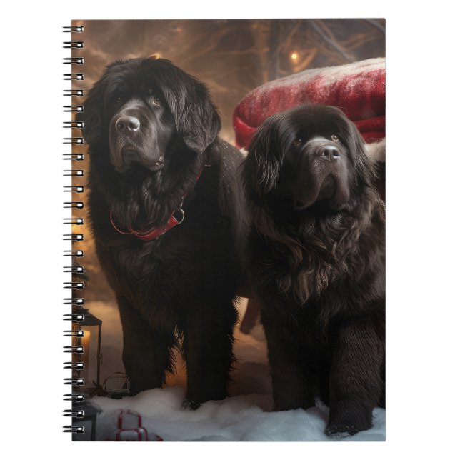 Newfoundland Snowy Sleigh-juldekretet Anteckningsbok (Framsidan)
