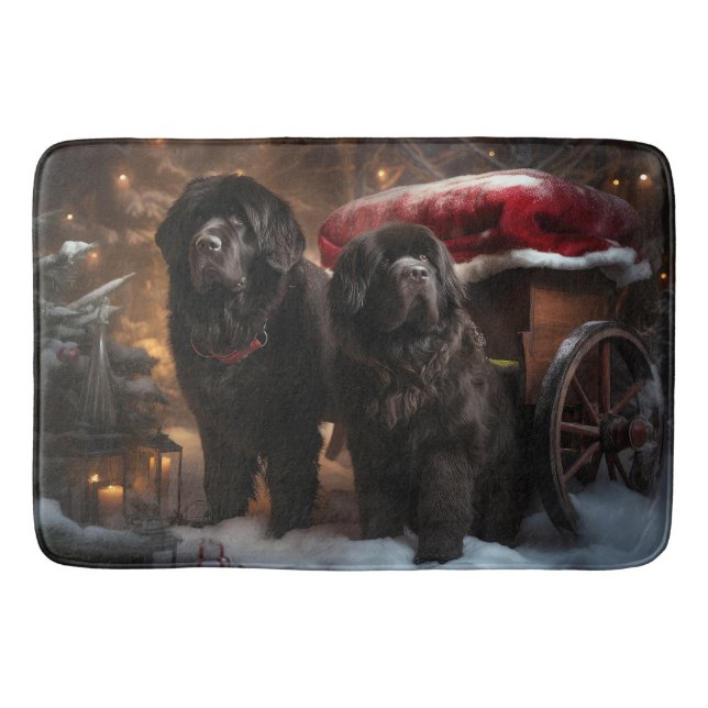 Newfoundland Snowy Sleigh-juldekretet Badrumsmatta (Framsidan)