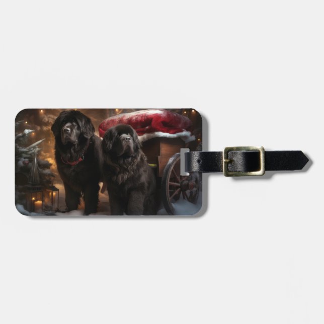 Newfoundland Snowy Sleigh-juldekretet Bagagebricka (Horisontell Framsida)