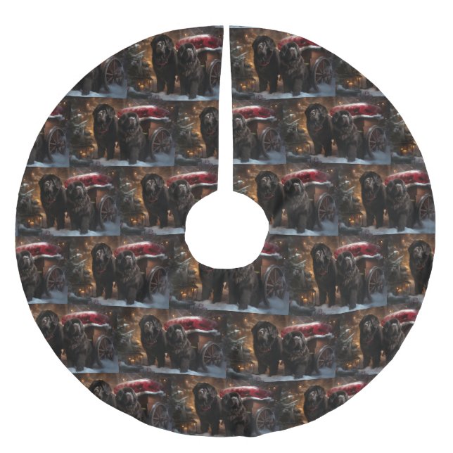 Newfoundland Snowy Sleigh-juldekretet Julgransmatta Borstad Polyester (Framsidan)