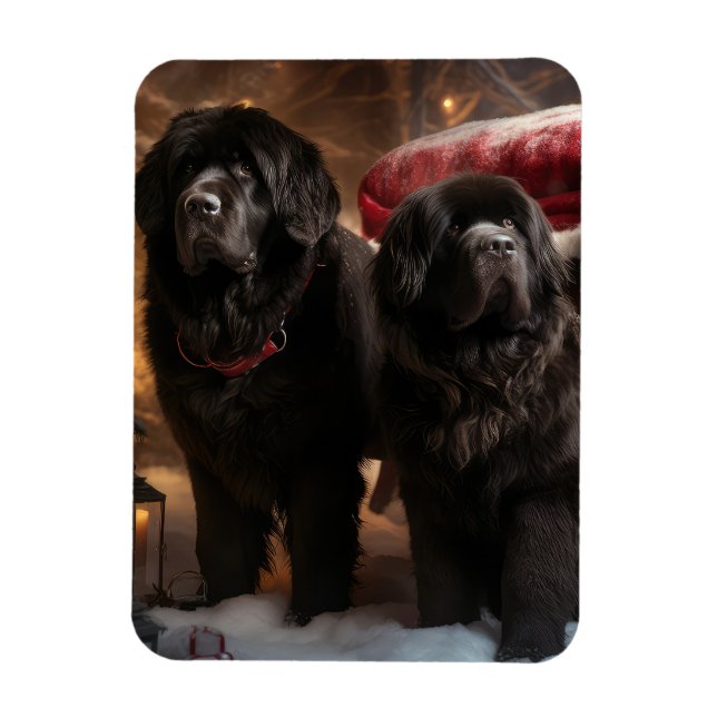 Newfoundland Snowy Sleigh-juldekretet Magnet (Vertikal)