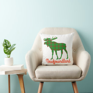 Newfoundland Tartan moose, söt dekorkudde Kudde