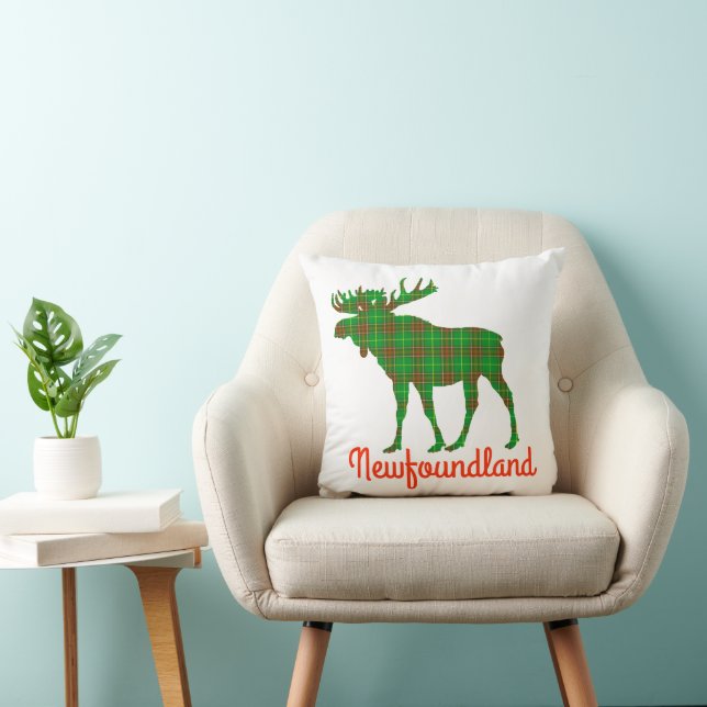 Newfoundland Tartan moose, söt dekorkudde Kudde (Stol)