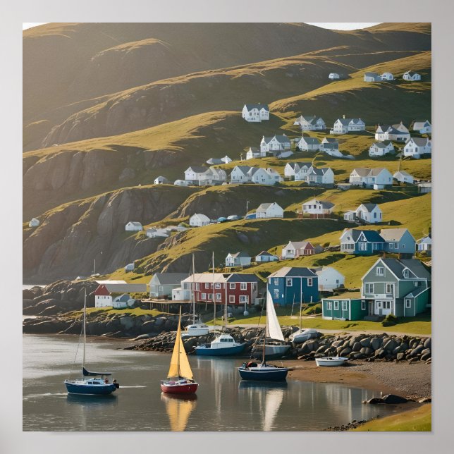 Newfoundland Utpost Under En Solig Dag (AI) Poster (Framsidan)