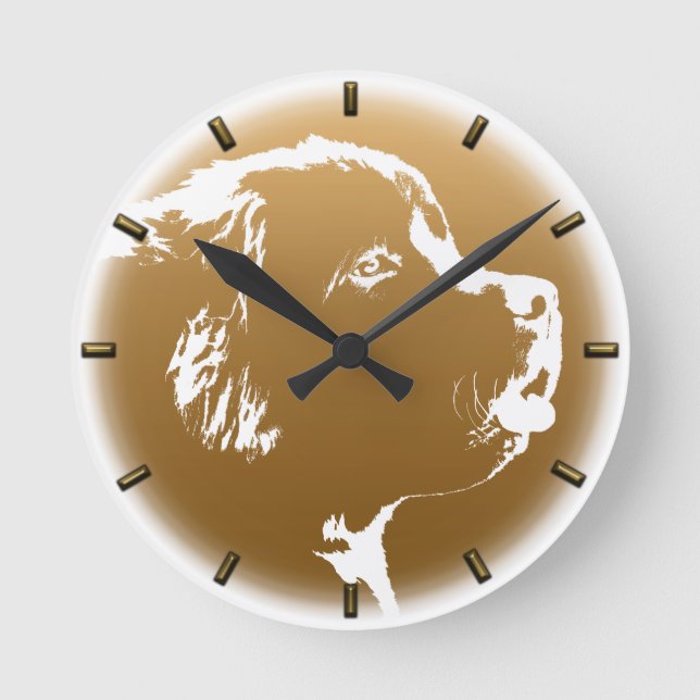 Newfoundland Valp Clock Hund älskare Wall Clock De Rund Klocka (Framsida)