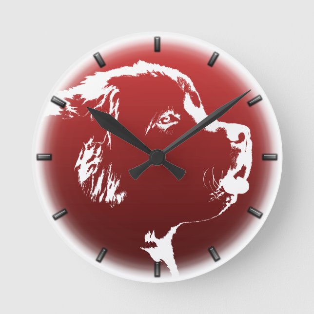 Newfoundland Valp Clock Hund älskare Wall Clock De Rund Klocka (Framsida)