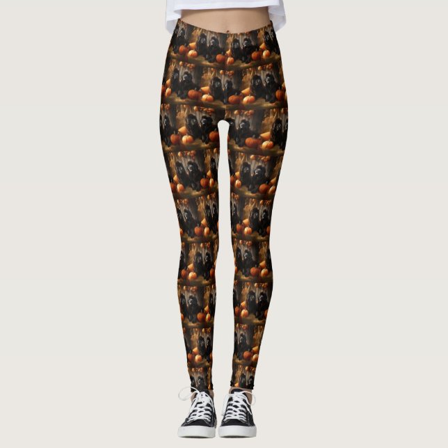 Newfoundland Valp Höstglädje Pumpa Leggings (Framsida)