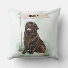 Newfoundland Watercolor Personalized Dog Kudde