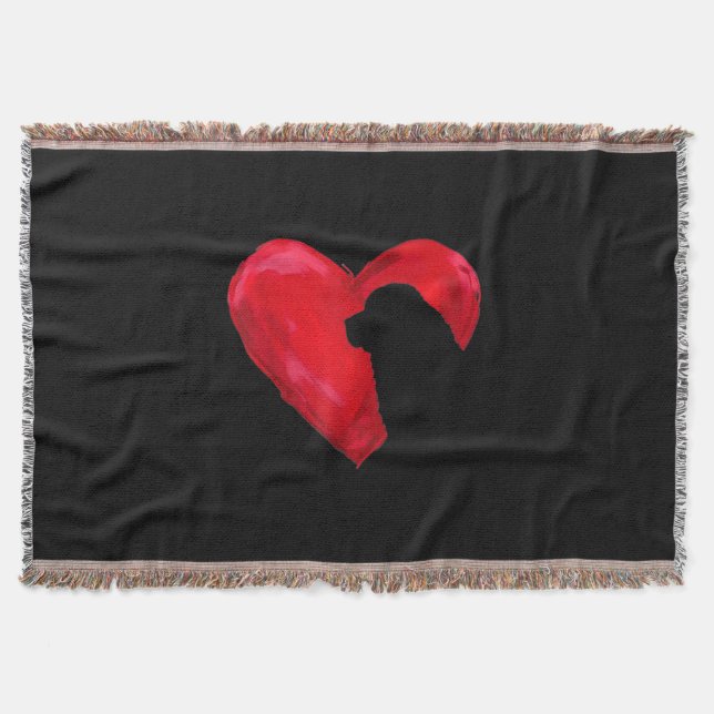 Newfoundlands hjärta |Silhouette valentines day-gå Filt (Framsidan)