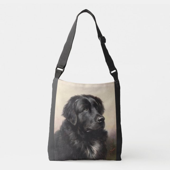 Newfoundlands hund vintage realistisk färg axelväska (Framsida)