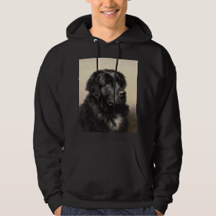 Newfoundlands hund vintage realistisk färg   hoodie