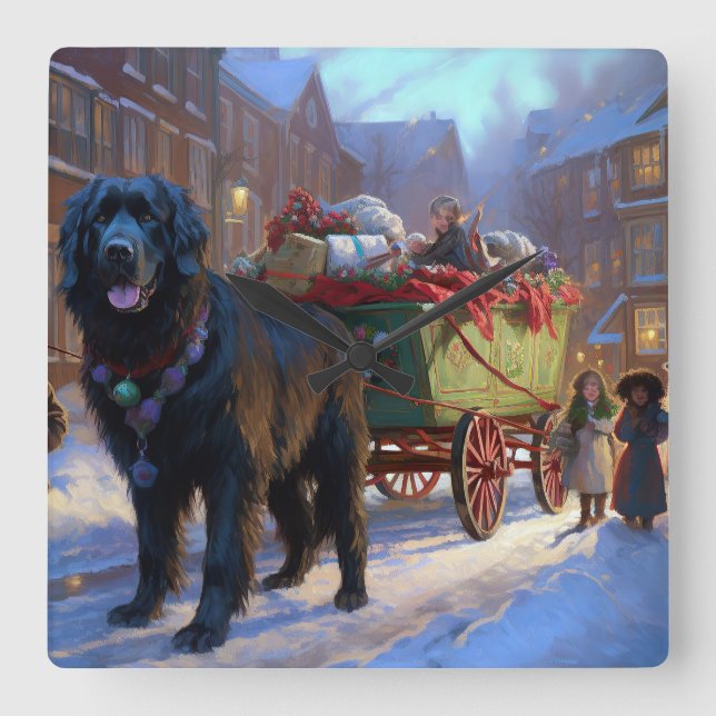 Newfoundlands julfirande fyrkantig klocka (Framsida)