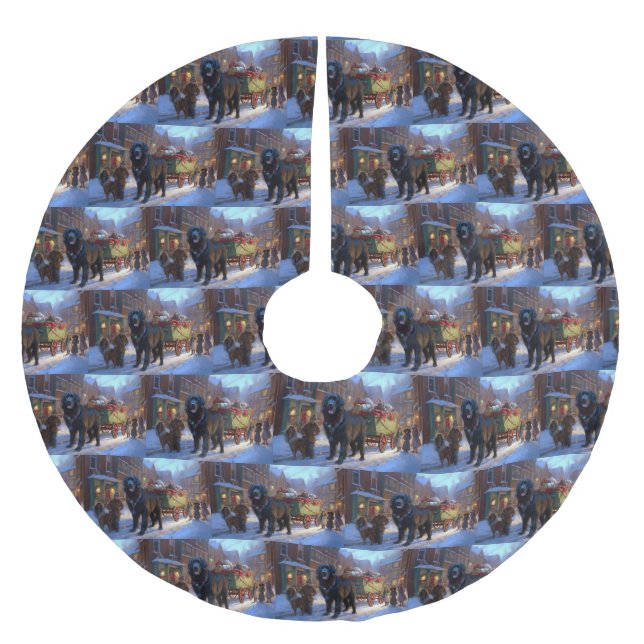 Newfoundlands julfirande säsong julgransmatta borstad polyester (Framsidan)