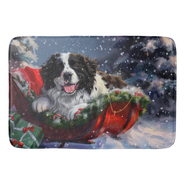 Newfoundlandshund Jul Festiv Badrumsmatta (Framsidan)