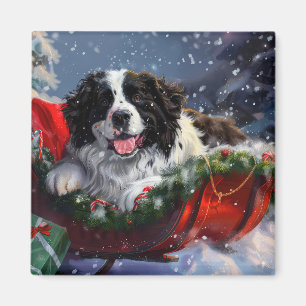 Newfoundlandshund Jul Festivitet Magnet