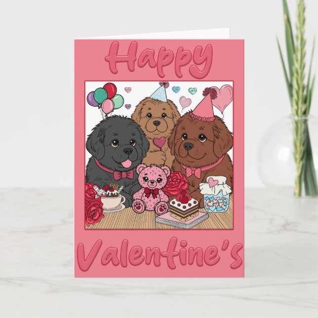 Newfy Valentines Day Party (blank inuti) Helgkort (Framsida)