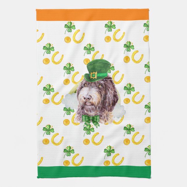 Newfypoo Hund Semester Hem Dekor St Patricks Dag Kökshandduk (Vertikal)