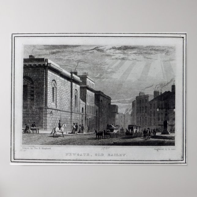 Newgate-fängelset och Old Bailey Poster (Framsidan)