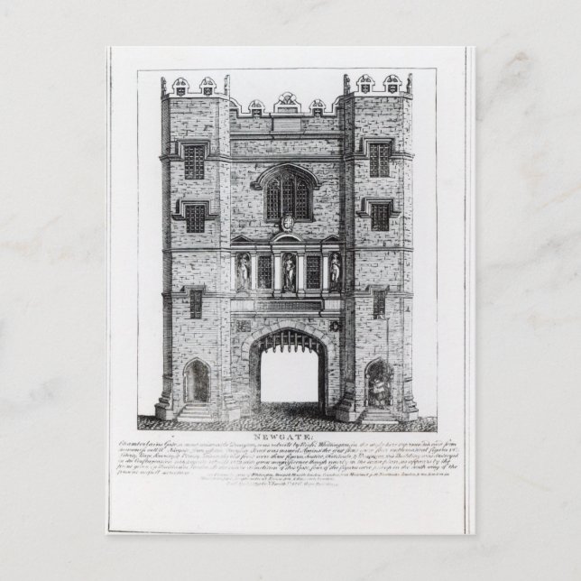 Newgate, London, pub. 1761 Vykort (Framsida)