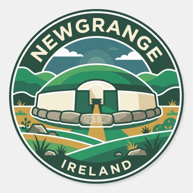 Newgrange Irland Runt Klistermärke (Framsida)