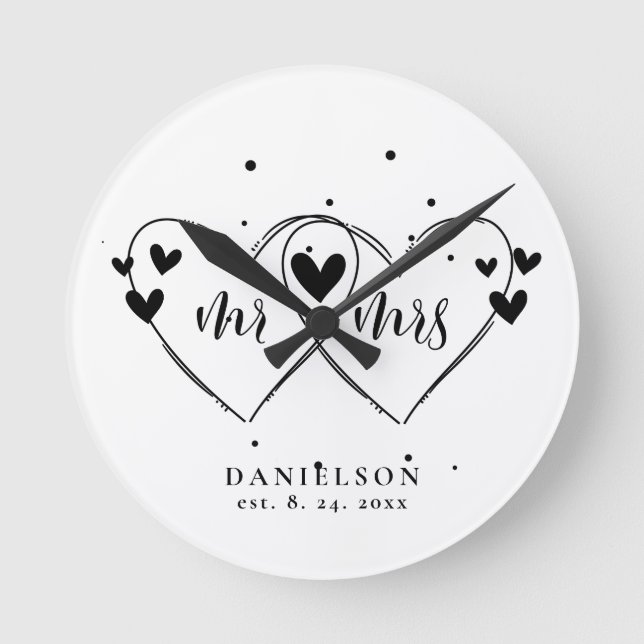 Newly Weds Bröllop Rund Klocka (Framsida)