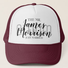 Newlyed Maroon Elegant bröllop Baseball Hat Keps