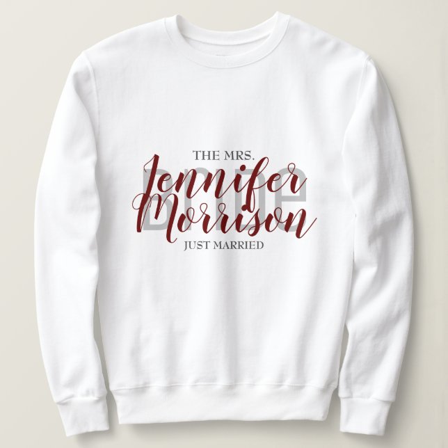 Newlyed Maroon Elegant bröllop Clothing T Shirt (Design framsida)
