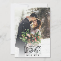 Newlyed Mr. & Mrs Hand-Lettered Photo Helgdag