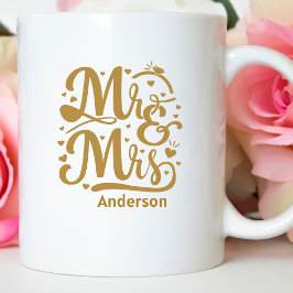 Newlyed Mr. och Guld Lettering Gift Kaffemugg