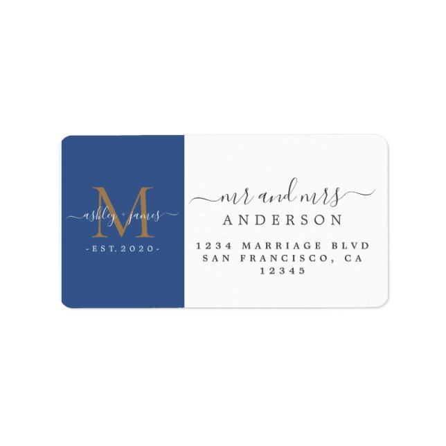 Newlyged Monogram, Returadress Adressetikett (Framsidan)