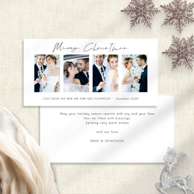 Newlyweds 4 Foton White God jul Julkort (Front and back view)