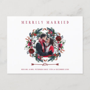 Newlyweds Blommigt Merrily Married-foto jul Helg Vykort