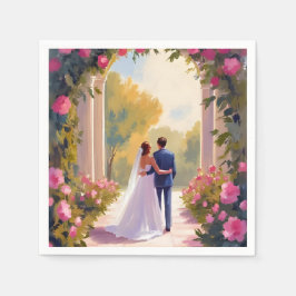 Newlyweds Bride & Groom Wedding Painting Pappersservett