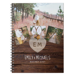 Newlyweds BUCKET LIST Photo Rustic Lila Blommigt Anteckningsbok