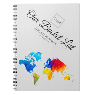 Newlyweds BUCKET LIST World Travel Karta Theme Anteckningsbok