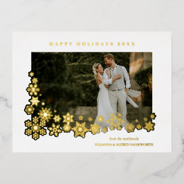 Newlyweds First Christmas Snowflakes Frame Photo