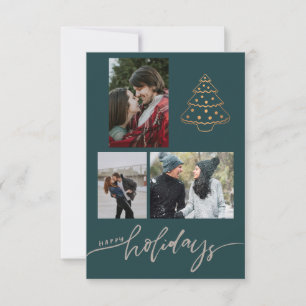 Newlyweds Guld Julgran 3 Photo Collage Kort