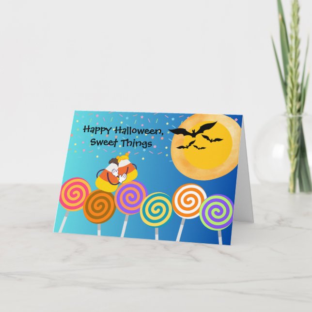 Newlyweds Halloween med Candy corn par Kort (Framsida)