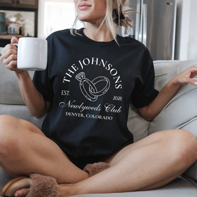 Newlyweds Klubb Anpassningsbar Honeymoon Shirts fo T Shirt (custom wedding gift, anniversary shirts for couples, matching newlywed tees, custom bride shirts,)