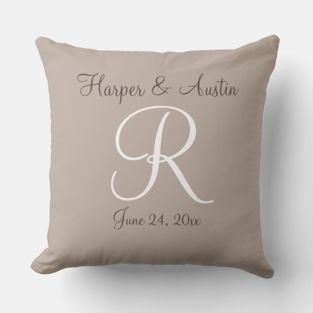 Newlyweds monogrammad Dekorativ kudde (Framsida)